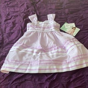 Toddler Lavender and white striped dress